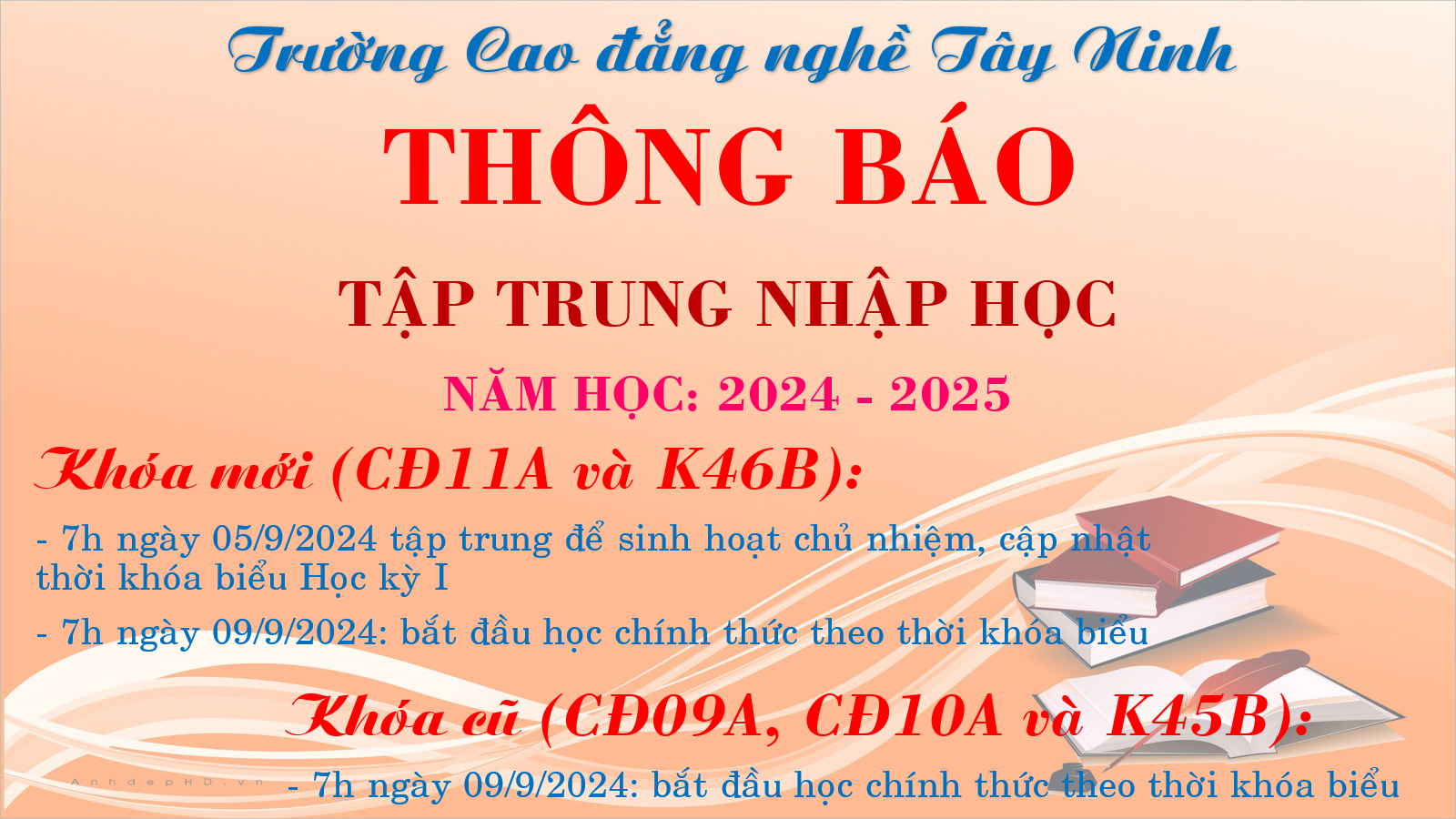 Thông báo về việc tập trung đầu năm học 2024-2025